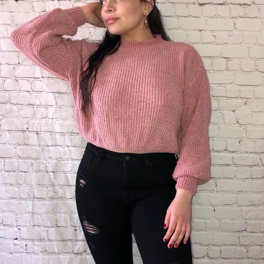 Pink chenille sweater